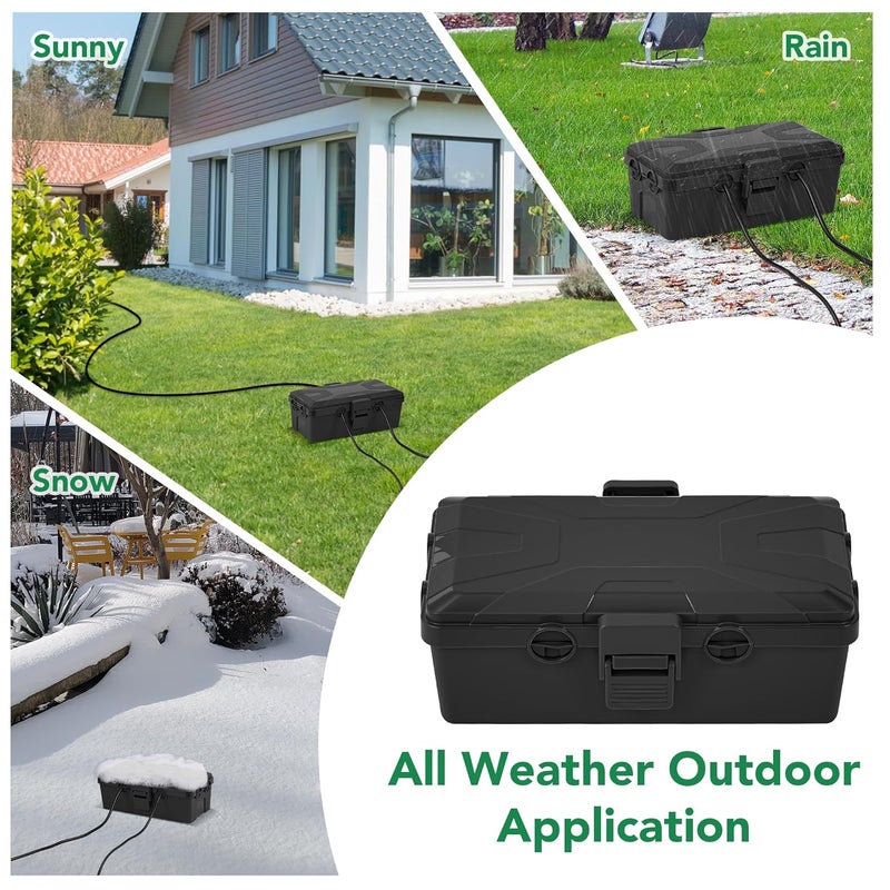 Havenso Medium and Small Outdoor Electrical Box, IP54 Waterproof, Extension Cord Cover Protect Power Strip, String Lights, Timer, Plug, Black - Image 5